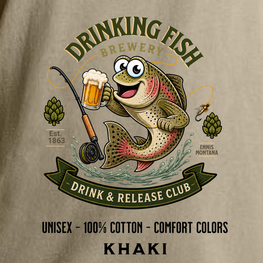 Gilbert T-Shirt - Khaki - Drinking Fish Brewery